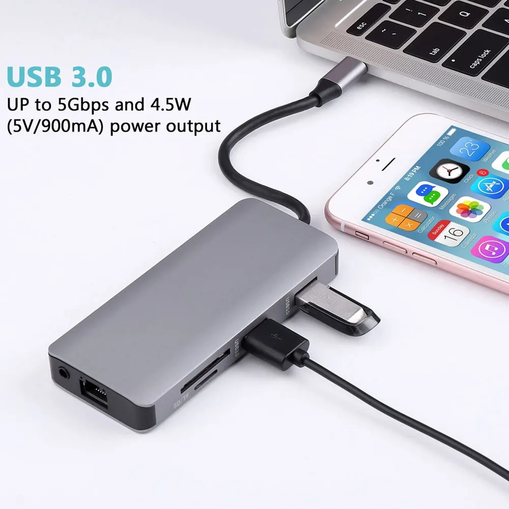 Type-C USB Hub 9 в 1 взаимный обмен данными между компьютером и периферийными устройствами 3,0 многопортовый адаптер Gigabit Ethernet Type-C док-станция много...
Type-C USB Hub 9 в 1 взаимный обмен данными между компьютером и периферийными устройствами 3,0 многопортовый адаптер Gigabit Ethernet Type-C док-станция много...