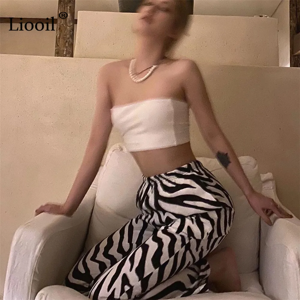 Liooil Zebra Striped Print Straight Wide Leg Pants 2021 Streetwear for Women Mid Waist with Pockets Trouser Long Balck Pants 
Liooil Zebra Striped Print Straight Wide Leg Pants 2021 Streetwear for Women Mid Waist with Pockets Trouser Long Balck Pants