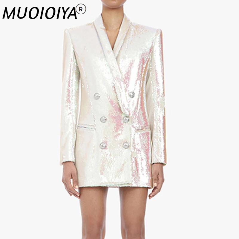 Women Long Sleeve Sequin Blazer Runway Designer Double Breasted Blazers Elegant Fashion Notched Collar Long Jacket Blaser Femme
Women Long Sleeve Sequin Blazer Runway Designer Double Breasted Blazers Elegant Fashion Notched Collar Long Jacket Blaser Femme