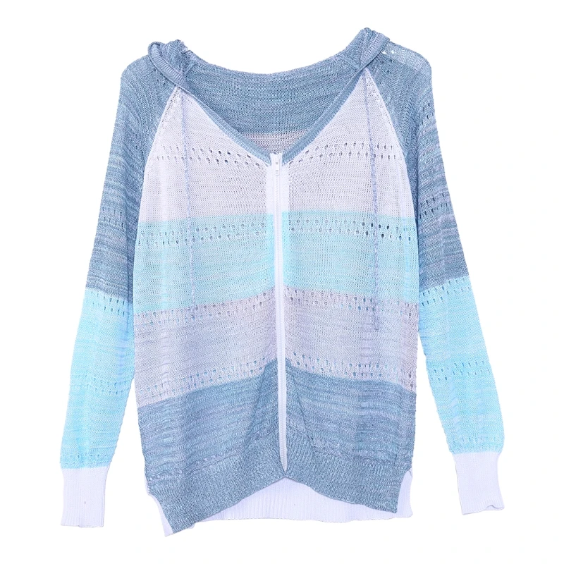 Women Plus Size Hollow Out Knitted Hoodie Sweater Raglan Long Sleeve Drawstring Jacket Color Block Striped Full Zip Up Cardigan
Women Plus Size Hollow Out Knitted Hoodie Sweater Raglan Long Sleeve Drawstring Jacket Color Block Striped Full Zip Up Cardigan