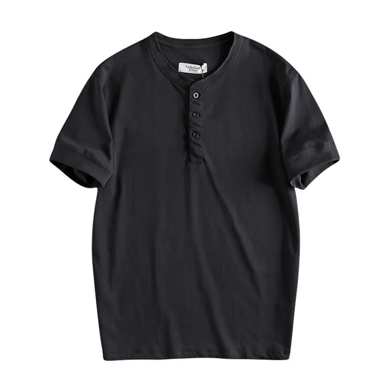 men American trendy solid color youth neck collar short-sleeved T-shirt summer men's bottoming shirt with button streetwear
men American trendy solid color youth neck collar short-sleeved T-shirt summer men's bottoming shirt with button streetwear
