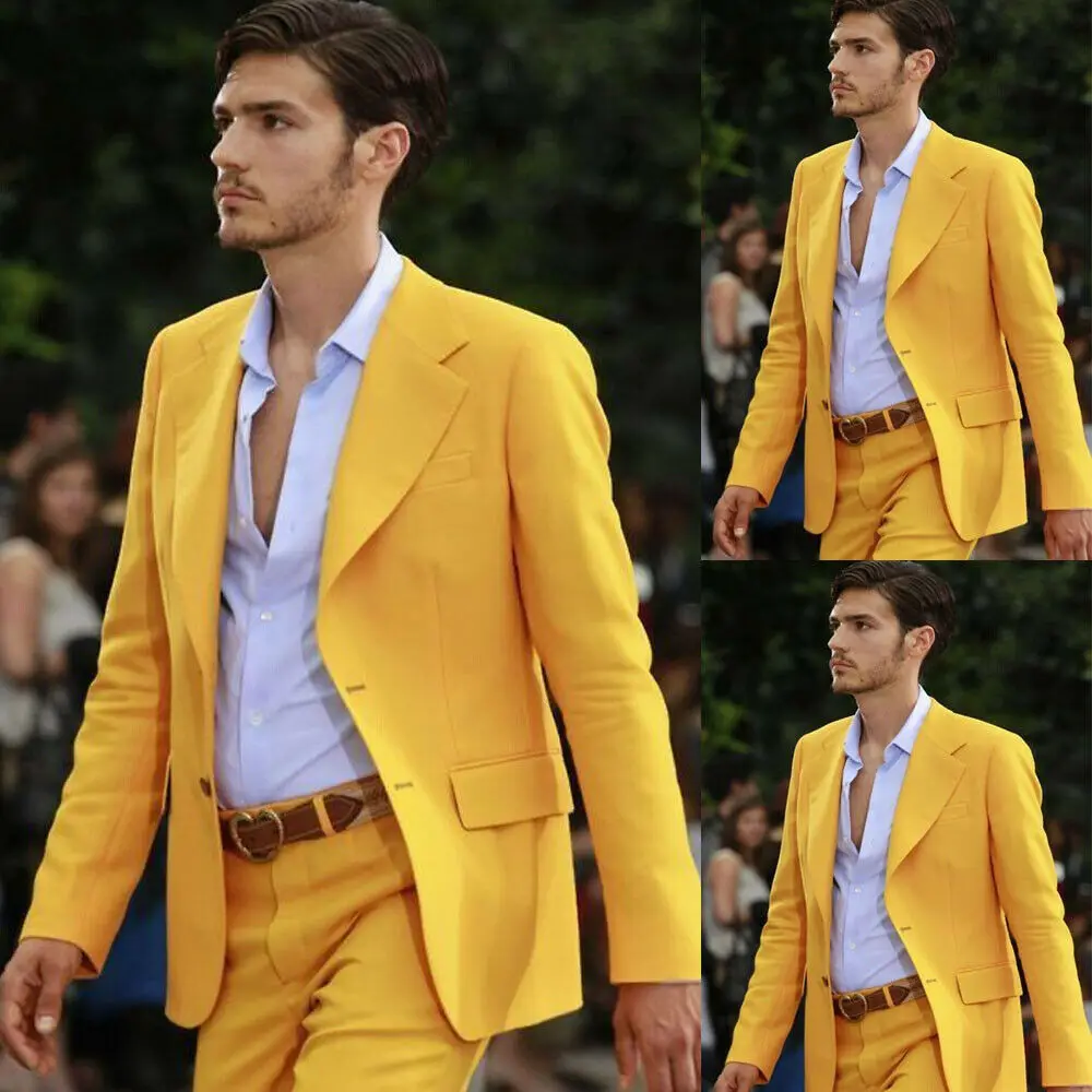 Handsome Groom Wear Yellow Formal Men Suits Jacket Pants Wedding Groom Slim Fit Tuxedos Male Blazer Business Suit 2 PCS
Handsome Groom Wear Yellow Formal Men Suits Jacket Pants Wedding Groom Slim Fit Tuxedos Male Blazer Business Suit 2 PCS
