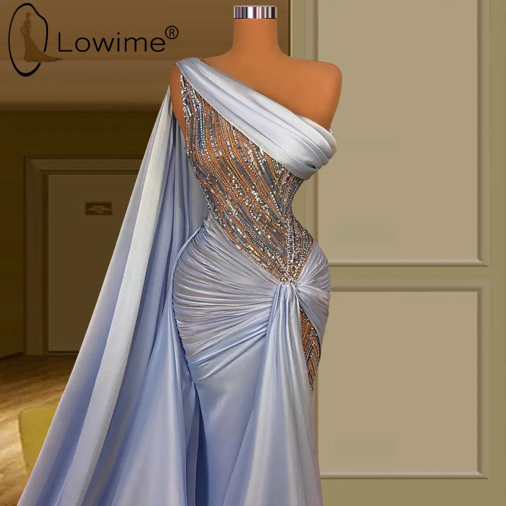 One Shoulder Light Blue Mermaid Evening Dresses 2021 Sparkly Ruched Long Formal Party Gowns Robe De Soirée De Mariage
One Shoulder Light Blue Mermaid Evening Dresses 2021 Sparkly Ruched Long Formal Party Gowns Robe De Soirée De Mariage