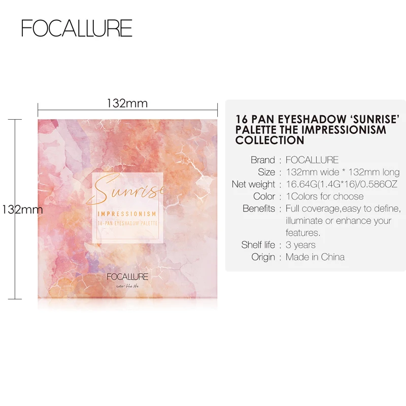 FOCALLURE Sunrise Shimmer eye shadow palette easy to wear long lasting 16 colors Glitter Eyeshadow pallete professional shadows
FOCALLURE Sunrise Shimmer eye shadow palette easy to wear long lasting 16 colors Glitter Eyeshadow pallete professional shadows