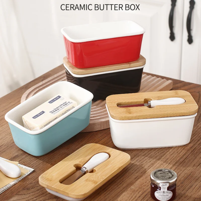 Creative Butter Ceramic Plate with Knife Butter Storage Can Sealed Box Rectangular Butter Plate Butter Box Storage Box with Lid
Creative Butter Ceramic Plate with Knife Butter Storage Can Sealed Box Rectangular Butter Plate Butter Box Storage Box with Lid