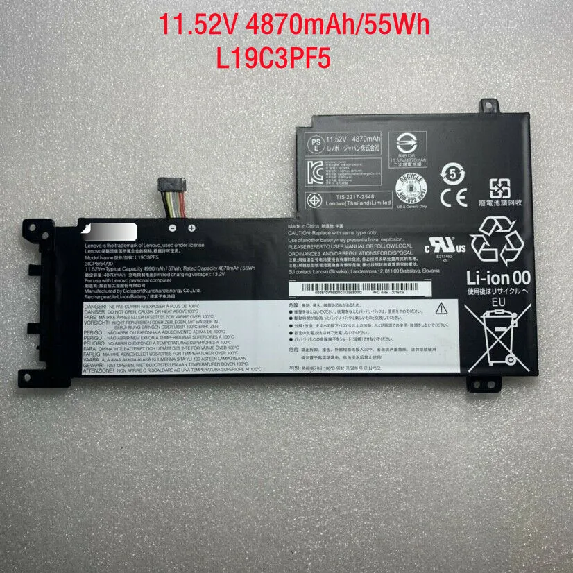 11.52V 55Wh Genuine L19C3PF5 Battery for Lenovo IdeaPad 5 15ARE05 SB10W86938 Series
11.52V 55Wh Genuine L19C3PF5 Battery for Lenovo IdeaPad 5 15ARE05 SB10W86938 Series