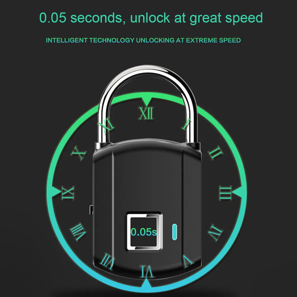 Keyless Door Fingerprint Smart Padlock Quick Unlock Security Zinc Alloy Lock ALS88
Keyless Door Fingerprint Smart Padlock Quick Unlock Security Zinc Alloy Lock ALS88