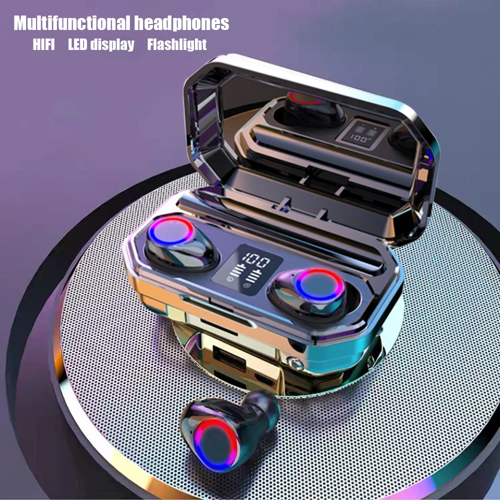 Беспроводные наушники M12 TWS, Bluetooth 5.0, водонепроницаемые, HD 9D, стереонаушники с фонариком и светодиодным дисплеем, наушники-вкладыши 3500 мА · ч, ...
Беспроводные наушники M12 TWS, Bluetooth 5.0, водонепроницаемые, HD 9D, стереонаушники с фонариком и светодиодным дисплеем, наушники-вкладыши 3500 мА · ч, ...