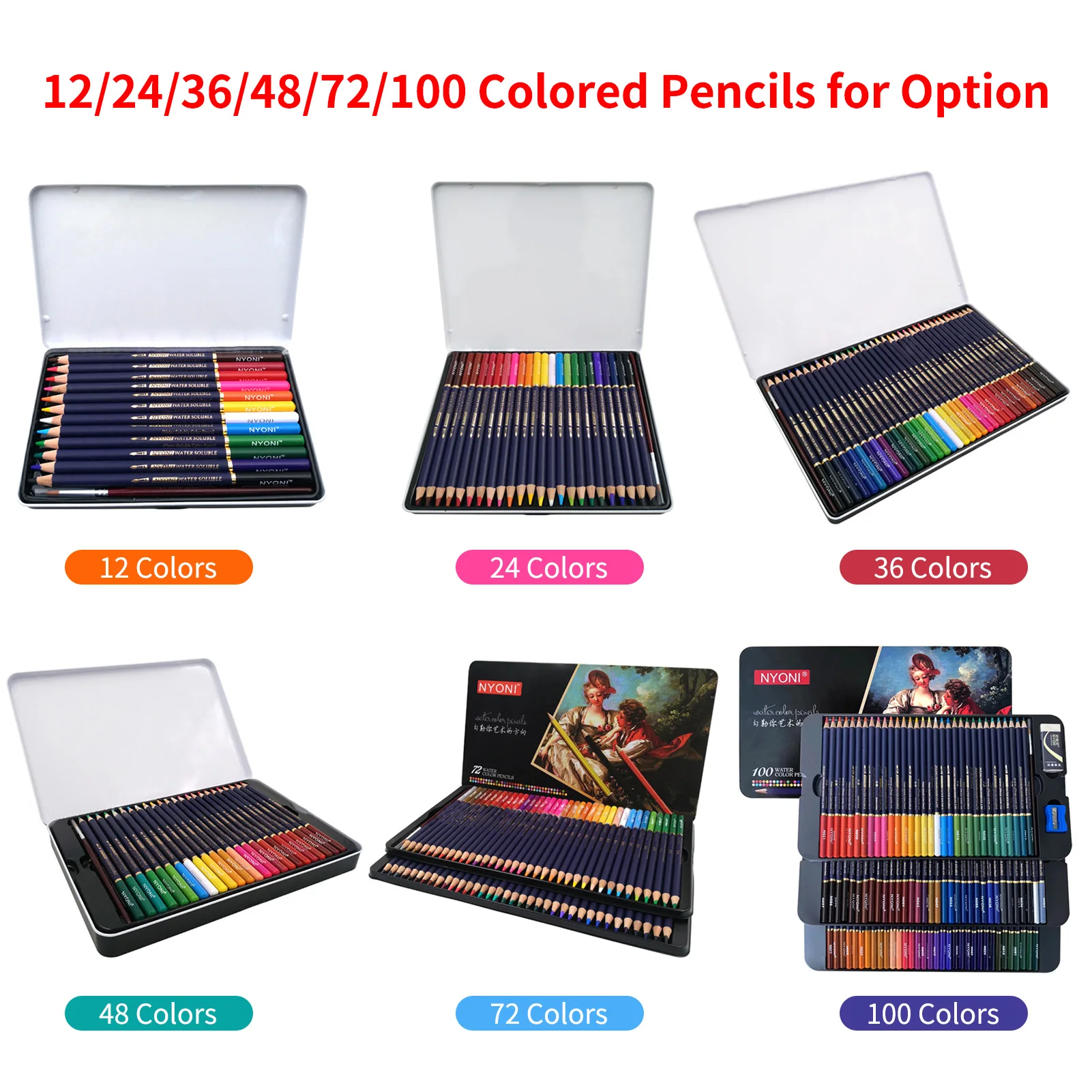 2021 Professional Watercolor Pencils Set 12/24/36/48/72/100 Colored Pencils Water Soluble Color Pencils With Brush And Metal Box
2021 Professional Watercolor Pencils Set 12/24/36/48/72/100 Colored Pencils Water Soluble Color Pencils With Brush And Metal Box