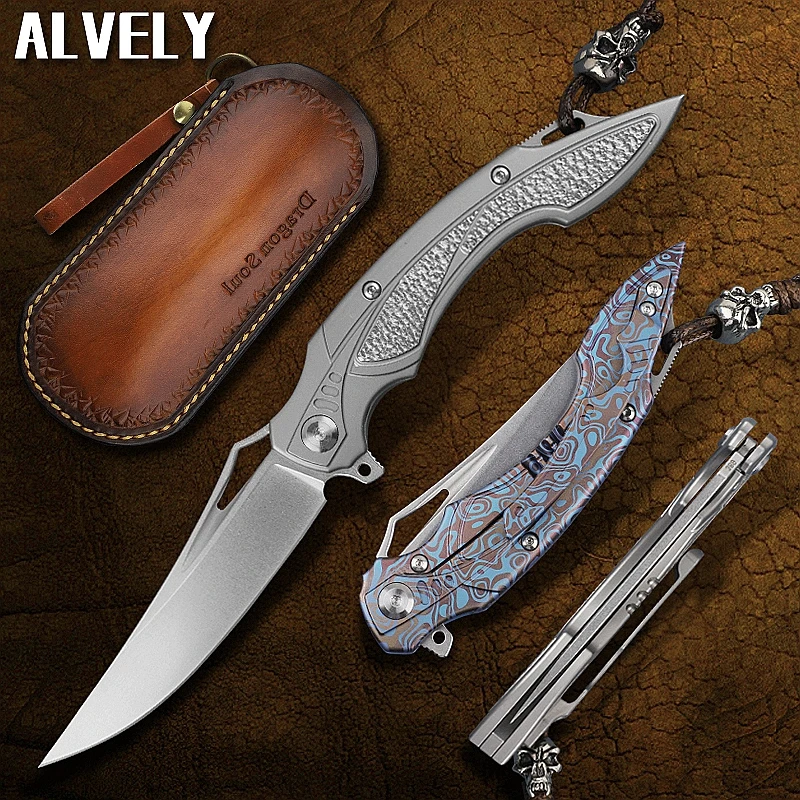 ALVELY M390 steel pocket knife CT4 titanium alloy handle folding knife Outdoor survival tactical knife EDC bearing back clamp
ALVELY M390 steel pocket knife CT4 titanium alloy handle folding knife Outdoor survival tactical knife EDC bearing back clamp