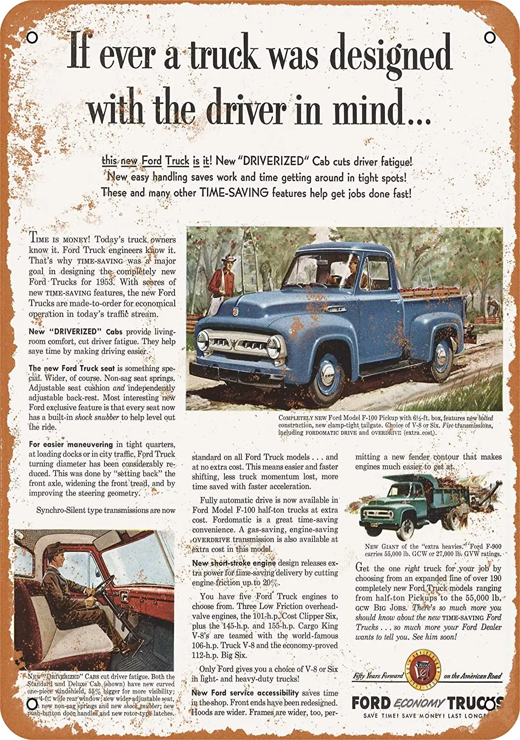 Настенная цветная металлическая вывеска 9x12, модель 1953 года, для Ford F-100, грузовики-винтажный вид
Настенная цветная металлическая вывеска 9x12, модель 1953 года, для Ford F-100, грузовики-винтажный вид