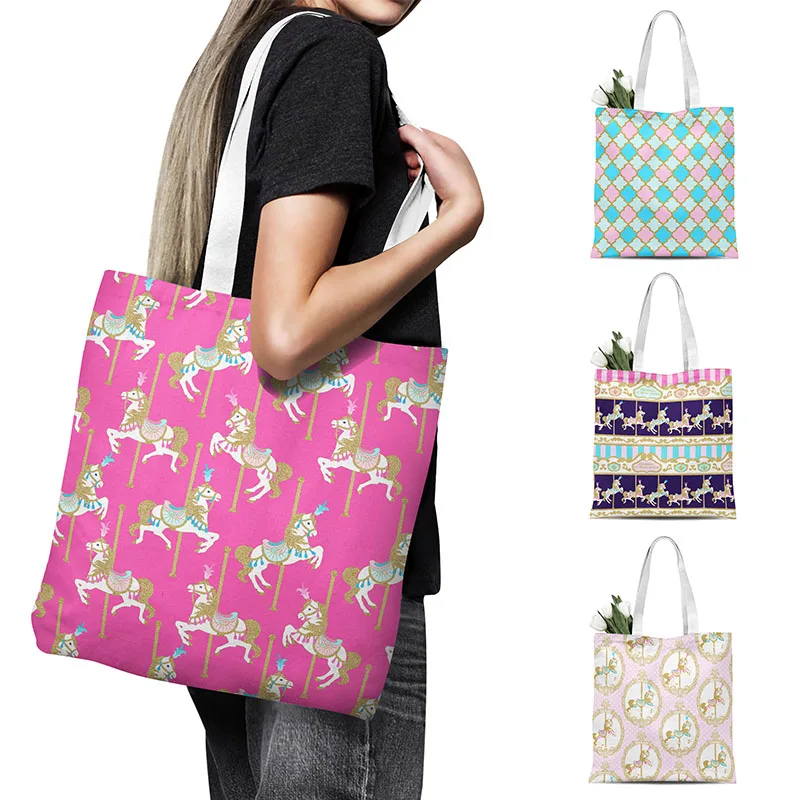 New 3D Printed Women Canvas Bag Pink Series Handbag For Girl Cartoon Carousel Golden Shopping Tote Bag Phnom Penh Shoulder Bag
New 3D Printed Women Canvas Bag Pink Series Handbag For Girl Cartoon Carousel Golden Shopping Tote Bag Phnom Penh Shoulder Bag