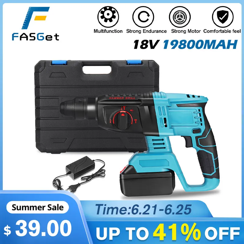 FASGet Rechargeable Electric Impact Drill Rotary Hammer Brushles Cordless Hammer Electric Drill for 18V Makita Lithium Battery
FASGet Rechargeable Electric Impact Drill Rotary Hammer Brushles Cordless Hammer Electric Drill for 18V Makita Lithium Battery