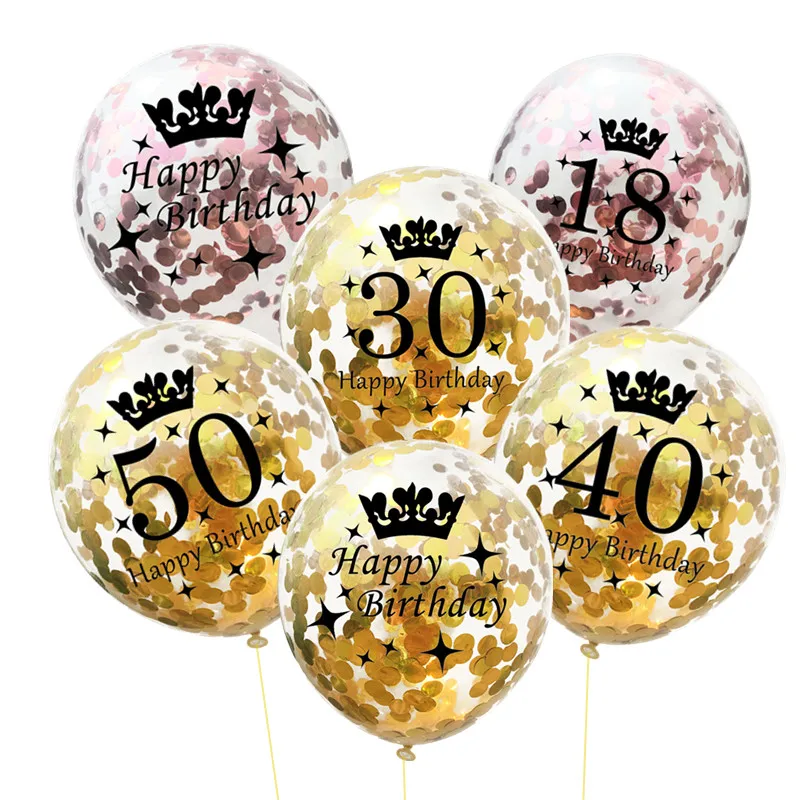 5pcs 12 Inch Confetti Balloons Latex Rose Gold Birthday Balloons 18 21 30 40 50 Years Old Anniversary Wedding Party Decorations
5pcs 12 Inch Confetti Balloons Latex Rose Gold Birthday Balloons 18 21 30 40 50 Years Old Anniversary Wedding Party Decorations