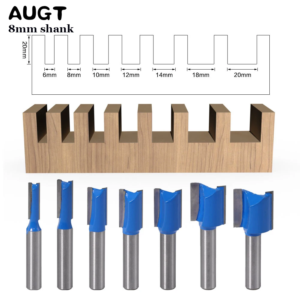 AUGT 1-7Pcs 8mm Shank Straight Bit Woodworking Router Bit Set Carpenter Milling Cutter 6/8/10/12/14/18/20mm Cutting Diameter
AUGT 1-7Pcs 8mm Shank Straight Bit Woodworking Router Bit Set Carpenter Milling Cutter 6/8/10/12/14/18/20mm Cutting Diameter