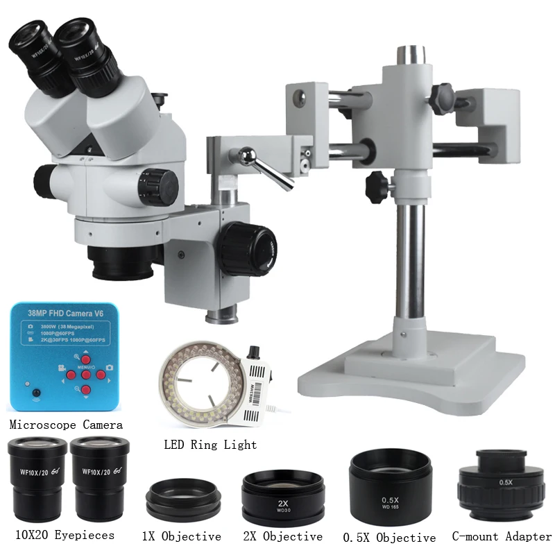 3.5X 90X Simul-Focal Double Boom Stand Trinocular Stereo Zoom Microscope 38MP 2K HD USB Industrial Camera For Phone PCB Repair
3.5X 90X Simul-Focal Double Boom Stand Trinocular Stereo Zoom Microscope 38MP 2K HD USB Industrial Camera For Phone PCB Repair