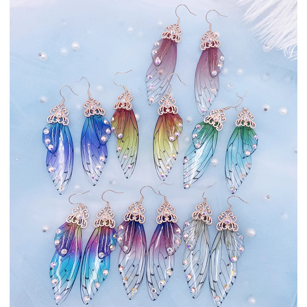 Handmade Fairy Simulation Wing Earrings Rosegold Butterfly Wing Drop Earrings Clear Resin Rhinestones Earrings Women Jewelry
Handmade Fairy Simulation Wing Earrings Rosegold Butterfly Wing Drop Earrings Clear Resin Rhinestones Earrings Women Jewelry