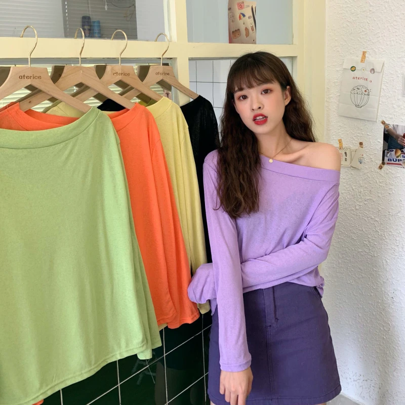 Summer 2020 New Word Shoulder Loose Wild Casual Long-sleeved T-shirt Sunscreen Shirt Female Korean Casual Lazy Purple Shirt
Summer 2020 New Word Shoulder Loose Wild Casual Long-sleeved T-shirt Sunscreen Shirt Female Korean Casual Lazy Purple Shirt