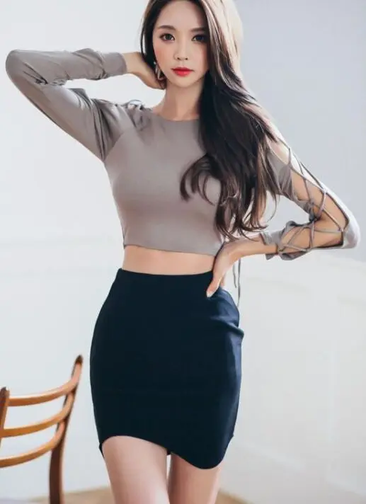Sexy Stretchy Cotton Crop Tops Women Full Hollow Out Sleeve O-neck Cropped T-shirts Girls Grey Tees
Sexy Stretchy Cotton Crop Tops Women Full Hollow Out Sleeve O-neck Cropped T-shirts Girls Grey Tees