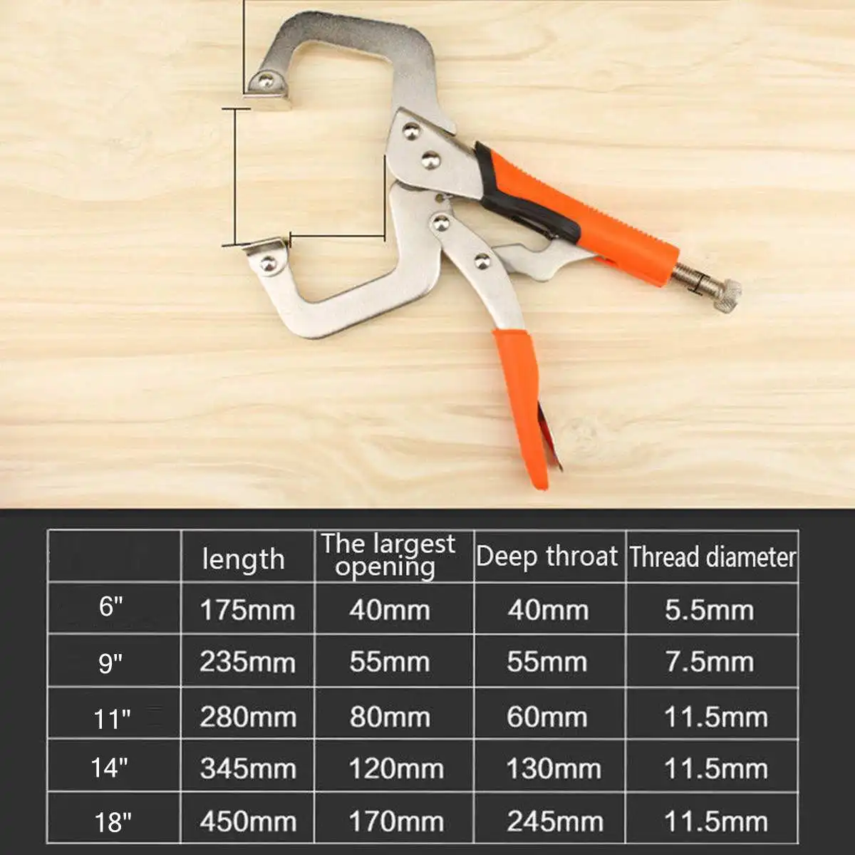 6/9/11/14/18inch C Bracket Vise-Grip Welding Quick Pliers Hand Woodworking Tool Multi-function Wood Fixed Clamp Locator | Обустройство