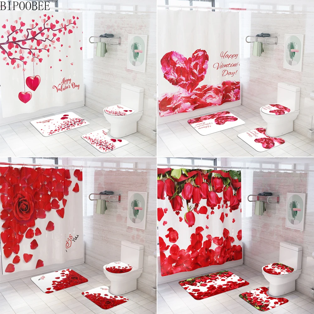 Rose Petals Printed Shower Curtain Love Flowers Bathroom Curtains Bath Mats Pedestal Rug Flannel Toilet Cover Non-slip Carpet
Rose Petals Printed Shower Curtain Love Flowers Bathroom Curtains Bath Mats Pedestal Rug Flannel Toilet Cover Non-slip Carpet