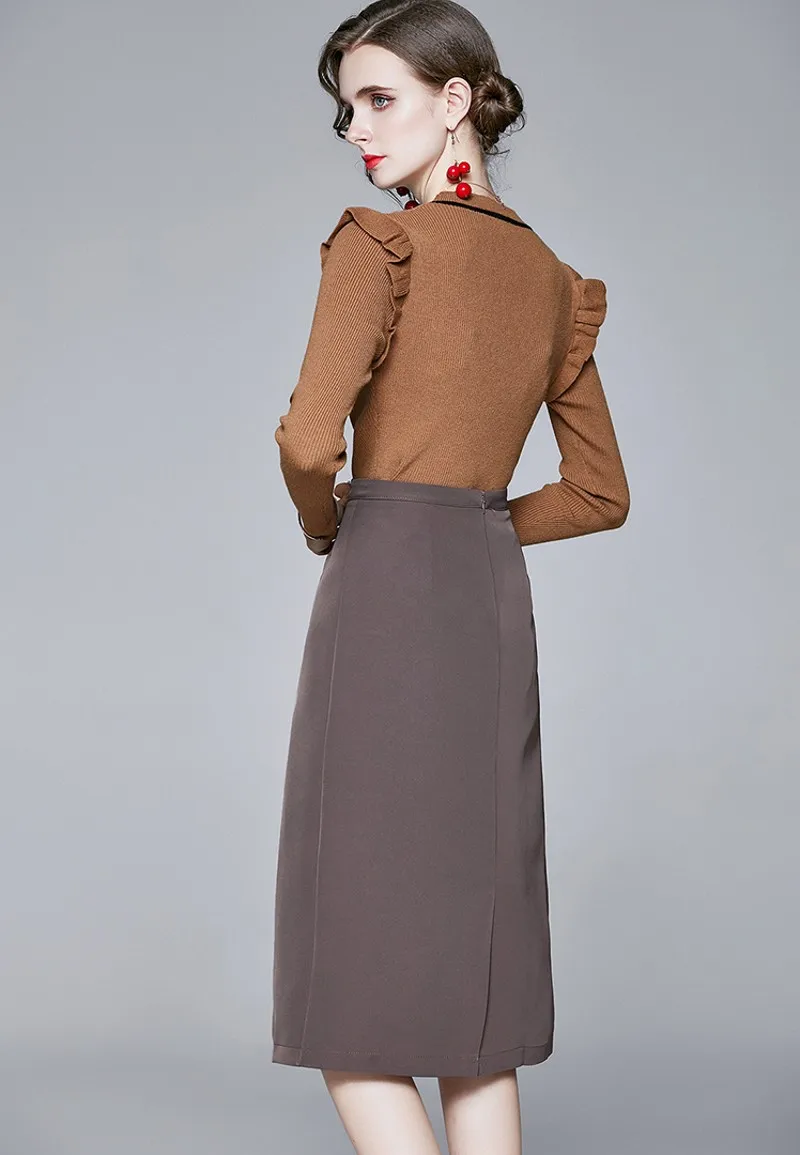 2020 autumn winter Two Pieces Set Women Mesh Patchwork Ruffle Tops+High Waist Skirts Suit
2020 autumn winter Two Pieces Set Women Mesh Patchwork Ruffle Tops+High Waist Skirts Suit