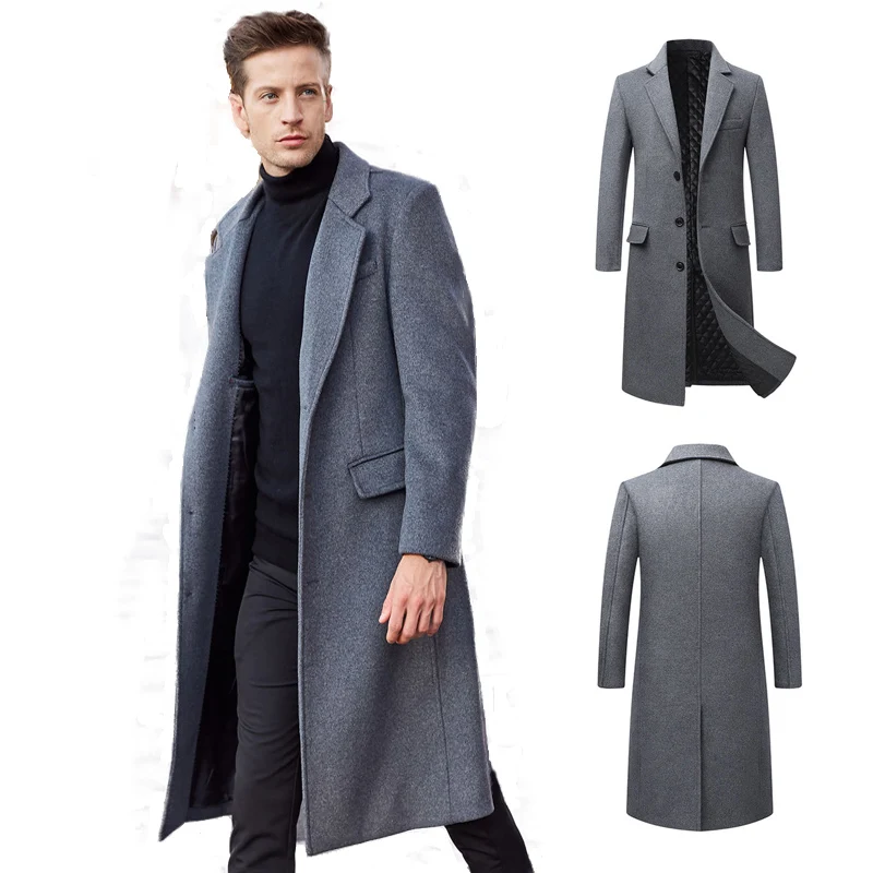 Men's windbreaker 2021 winter extra-long woolen coat fashionable high-quality three-button slim thick coat
Men's windbreaker 2021 winter extra-long woolen coat fashionable high-quality three-button slim thick coat