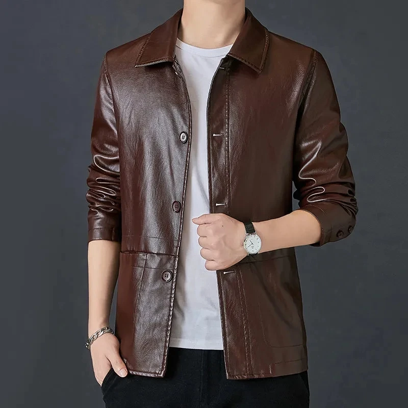 Faux Leather Jacket Men Autumn Winter Turndown Casual Business Coat Ropa Hombre New Fashion Black PU OutwearJaqueta Masculina
Faux Leather Jacket Men Autumn Winter Turndown Casual Business Coat Ropa Hombre New Fashion Black PU OutwearJaqueta Masculina