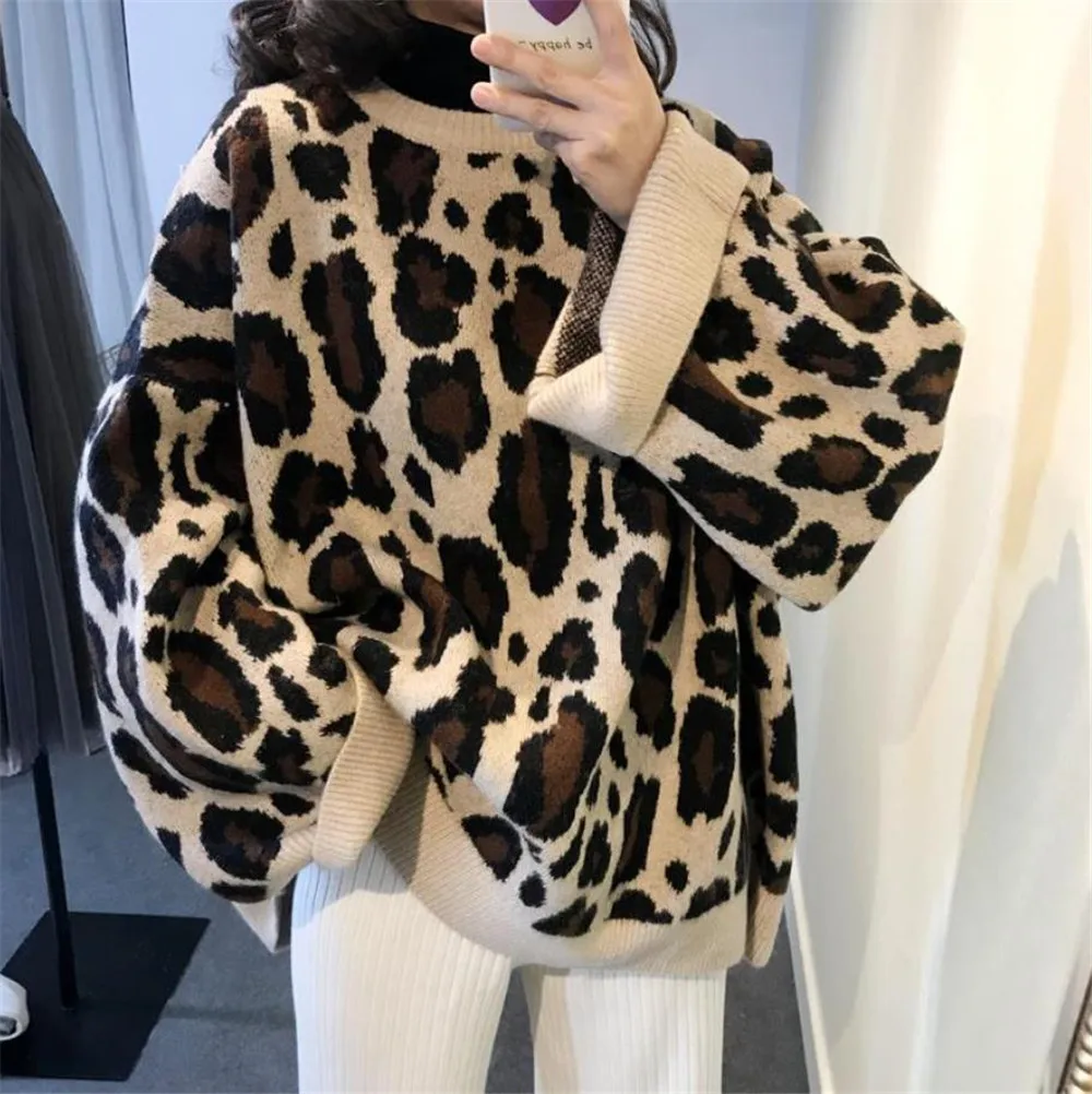 Women Sweater Autumn Winter O-Neck Leopard Print Oversized Loose Knit Sweaters Casual Plus Size Jumper Pullover Pink Grey 3XL
Women Sweater Autumn Winter O-Neck Leopard Print Oversized Loose Knit Sweaters Casual Plus Size Jumper Pullover Pink Grey 3XL