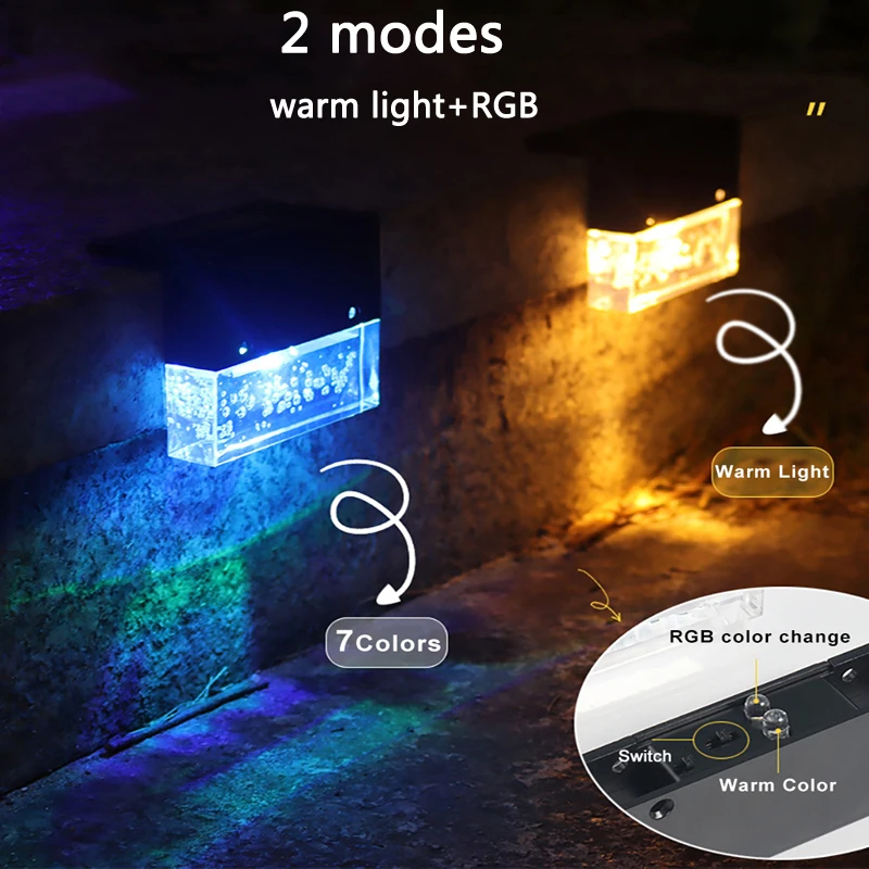 LED Solar Energy Deck Fence Outdoor Waterproof Garden Courtyard Balcony Warm Light + RGB Street Lamp Stair Step Landscape Lamp
LED Solar Energy Deck Fence Outdoor Waterproof Garden Courtyard Balcony Warm Light + RGB Street Lamp Stair Step Landscape Lamp
