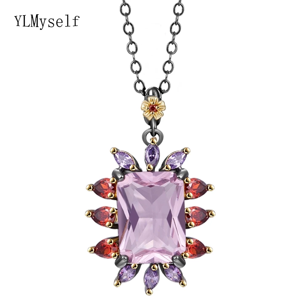 Brass Beautiful 14*10 mm Rectangle Pink/Purple Zircon Pendant Necklace 55 CM Iron Chain Crystal Trendy Jewelry Women
Brass Beautiful 14*10 mm Rectangle Pink/Purple Zircon Pendant Necklace 55 CM Iron Chain Crystal Trendy Jewelry Women