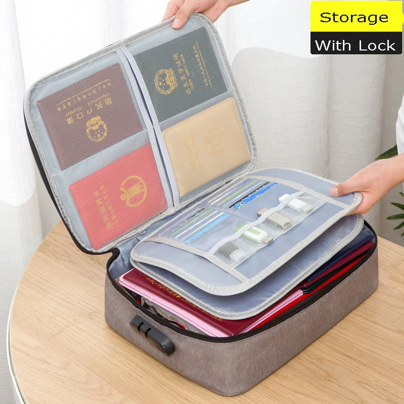 Large Capacity Multi-Layer With Lock Document Tickets Storage Bag Certificate File Organizer Case Home Travel Passport Briefcase
Large Capacity Multi-Layer With Lock Document Tickets Storage Bag Certificate File Organizer Case Home Travel Passport Briefcase