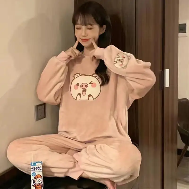 Women's Pajamas Winter Coral Velvet Long Sleeve Home Clothes Flannel Thickened Winter Large Plush Warm Pajamas Set
Women's Pajamas Winter Coral Velvet Long Sleeve Home Clothes Flannel Thickened Winter Large Plush Warm Pajamas Set