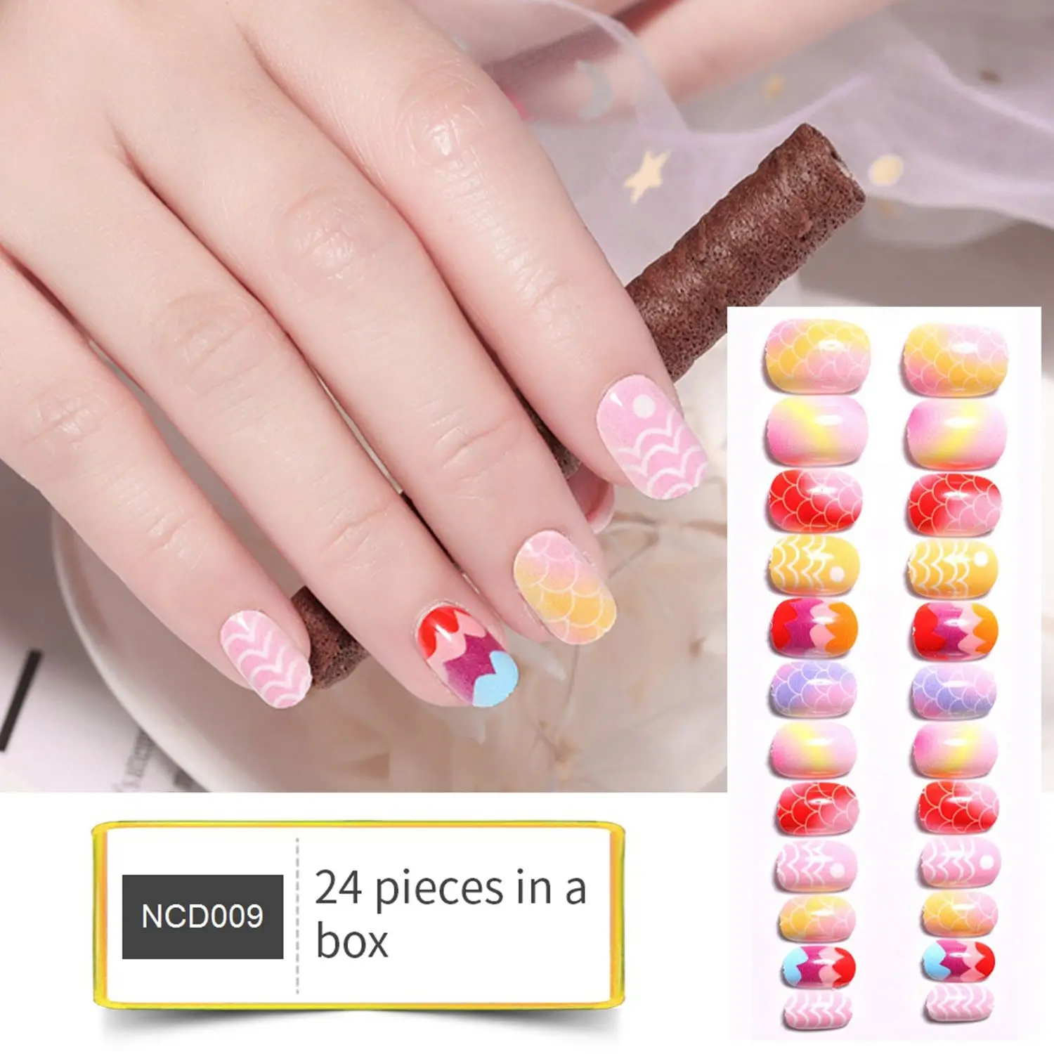 24pcs/Box Kids Manicure Tool Press On Naila Artificial Wearable Fake Nails Nail Tips Child False Nails
24pcs/Box Kids Manicure Tool Press On Naila Artificial Wearable Fake Nails Nail Tips Child False Nails
