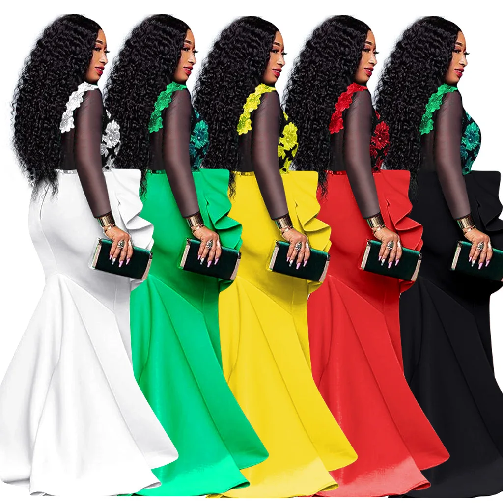 Women Sexy Sheer Mesh Insert Party Dress No Belt Long Sleeve Ruffles Fishtail Dress
Women Sexy Sheer Mesh Insert Party Dress No Belt Long Sleeve Ruffles Fishtail Dress