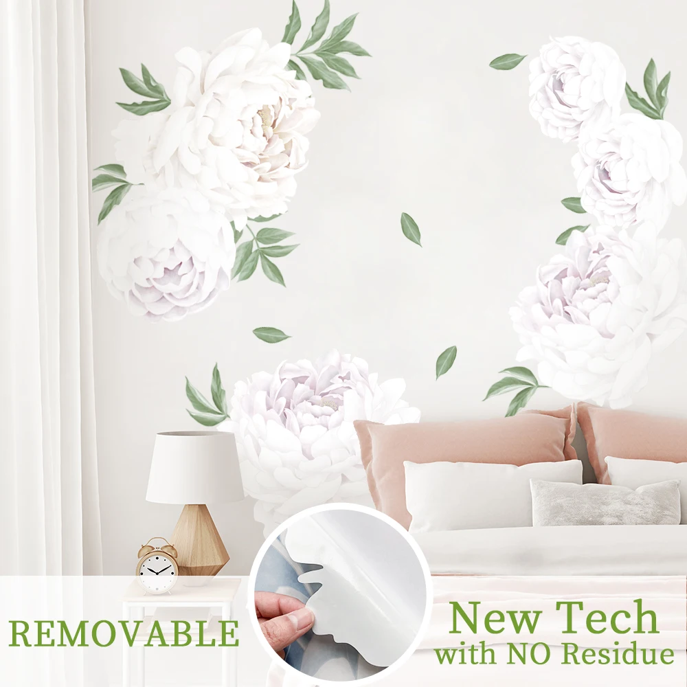 Poeny-white Flowers And Leaves Wall Stickers Living Room Bedroom Decoration Corridor Large Stickers Self-Adhesive Wallpaper
Poeny-white Flowers And Leaves Wall Stickers Living Room Bedroom Decoration Corridor Large Stickers Self-Adhesive Wallpaper