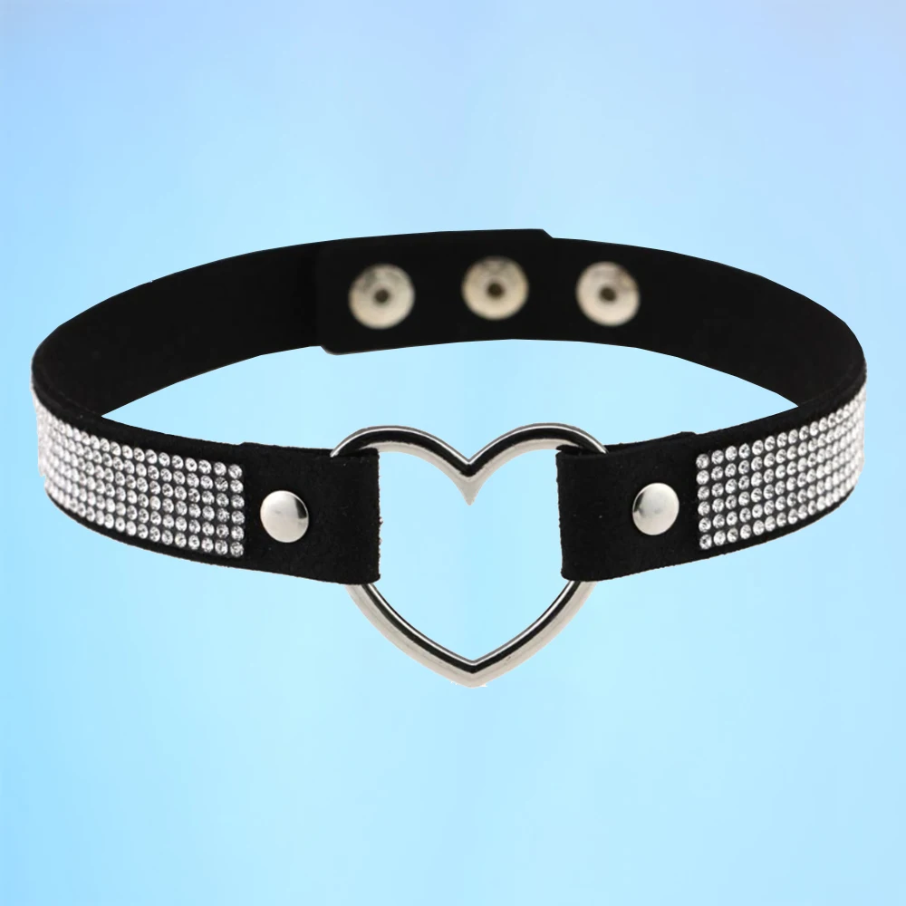 New sexy style personality necklace punk heart - shaped crystal diamond leather collar chain collarbone chain
New sexy style personality necklace punk heart - shaped crystal diamond leather collar chain collarbone chain