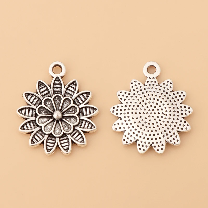 50pcs/Lot Tibetan Silver Sunflower Daisy Flower Charms Pendants for DIY Necklace Earring Bracelet Jewelry Making 22x19mm
50pcs/Lot Tibetan Silver Sunflower Daisy Flower Charms Pendants for DIY Necklace Earring Bracelet Jewelry Making 22x19mm