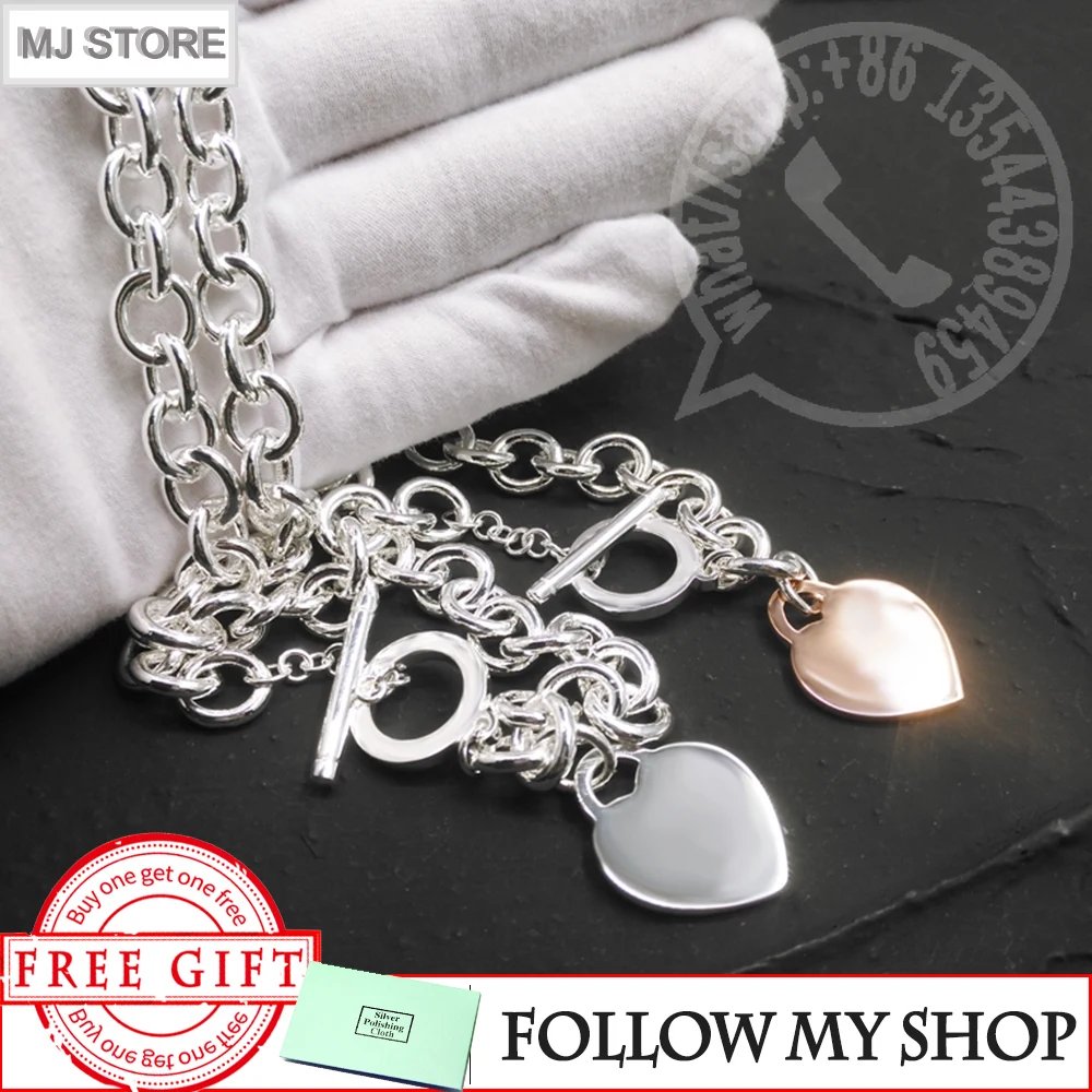 New S925 Sterling Silver Necklace Classic Heart shaped Pendant Charm Chains Necklaces For Women Luxury Brand Jewelry Fine Gift
New S925 Sterling Silver Necklace Classic Heart shaped Pendant Charm Chains Necklaces For Women Luxury Brand Jewelry Fine Gift