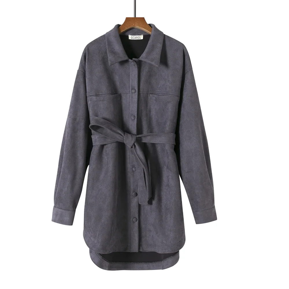 Women Velvet Asymmetric Trench With Belt Single-breasted Drop Shoulder Pockets Loose Medium Length Spring Autumn Winter latest
Women Velvet Asymmetric Trench With Belt Single-breasted Drop Shoulder Pockets Loose Medium Length Spring Autumn Winter latest