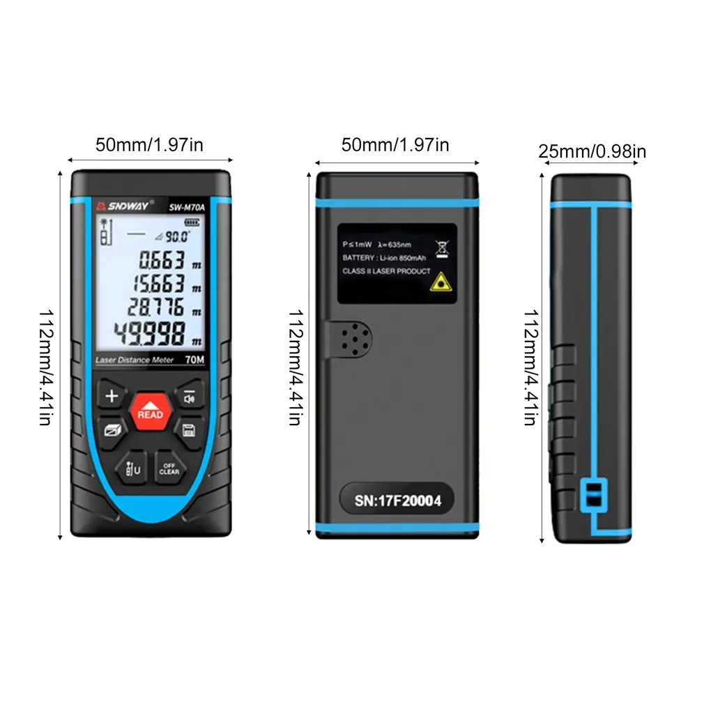 SW-M50 Handheld Laser Rangefinder 50m High-precision Infrared Electronic Measuring Ruler Instrument Color Random Without Battery
SW-M50 Handheld Laser Rangefinder 50m High-precision Infrared Electronic Measuring Ruler Instrument Color Random Without Battery