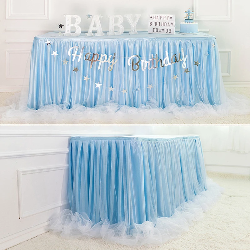

Party Christmas Decoration Table Hotel Conference Table Cloth Wedding Table Skirt Sign-in Table Skirt Dessert Table Tutu Yarn