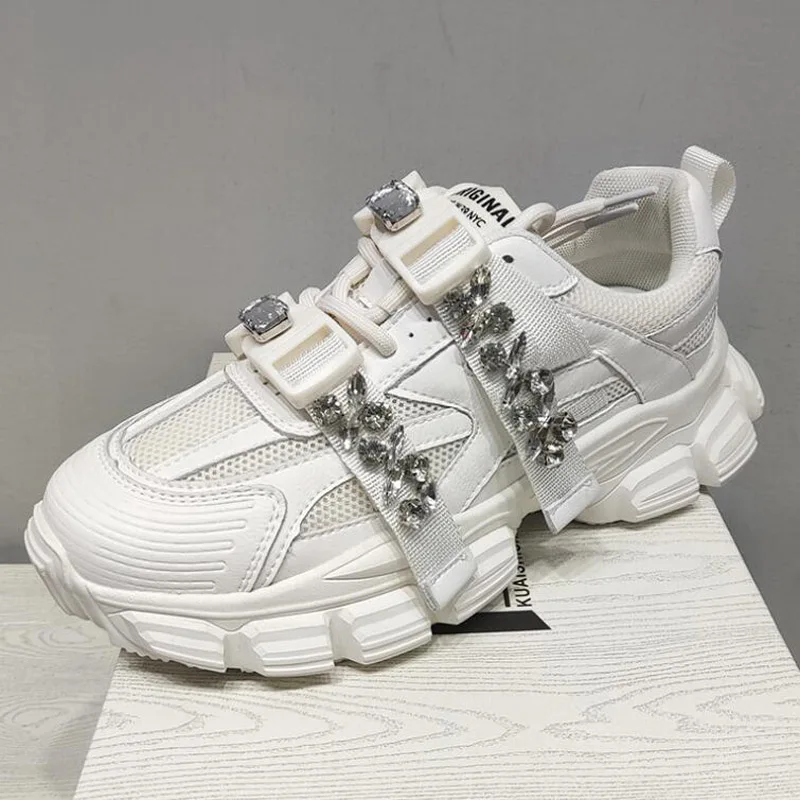 Women's Fashion Summer 2021 New Small White Casua Shoes Breathable Mesh Thick bottom Rhinestone Walking Platform Ladies Sneakers
Women's Fashion Summer 2021 New Small White Casua Shoes Breathable Mesh Thick bottom Rhinestone Walking Platform Ladies Sneakers
