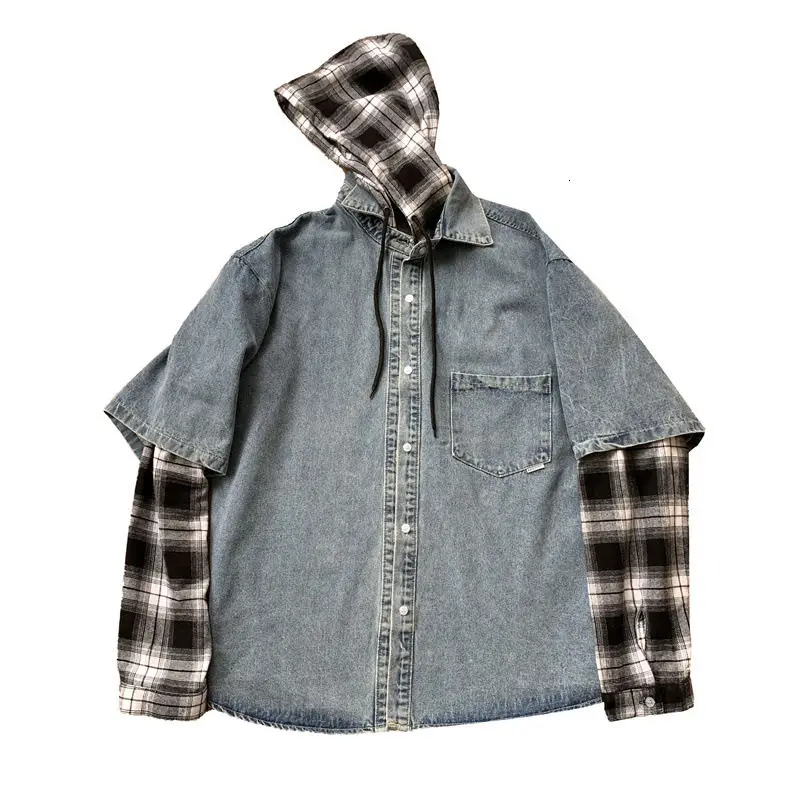 Korean Plaid Denim Jacket Men's Fashion Casual Retro Hooded Denim Jackets Mens Streetwear Loose Hip-hop Bomber Jacket Men M-2XL
Korean Plaid Denim Jacket Men's Fashion Casual Retro Hooded Denim Jackets Mens Streetwear Loose Hip-hop Bomber Jacket Men M-2XL