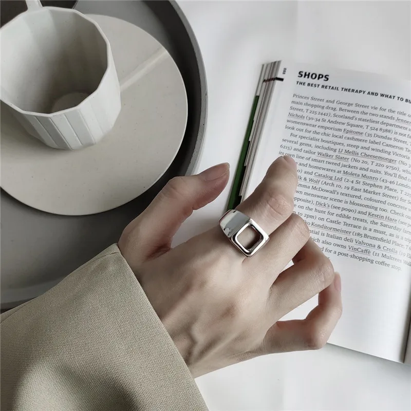 RUIYI Real 925 Sterling Silver Nordic Style Geometric Square Hollow Rings Women Minimalist Pure Silver Niche Cool Finger Rings
RUIYI Real 925 Sterling Silver Nordic Style Geometric Square Hollow Rings Women Minimalist Pure Silver Niche Cool Finger Rings