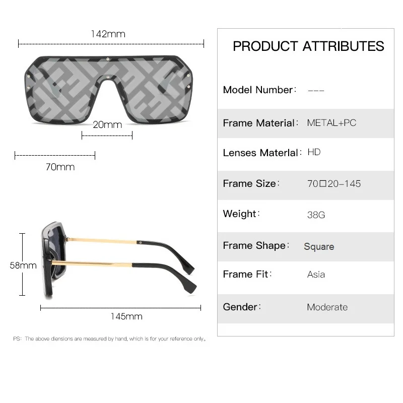2021 Oversized Square FF Sunglasses Women's Luxury Brand Fashion Flat Top One Piece Sun Glasses Men Gafas Shade Mirror UV400
2021 Oversized Square FF Sunglasses Women's Luxury Brand Fashion Flat Top One Piece Sun Glasses Men Gafas Shade Mirror UV400