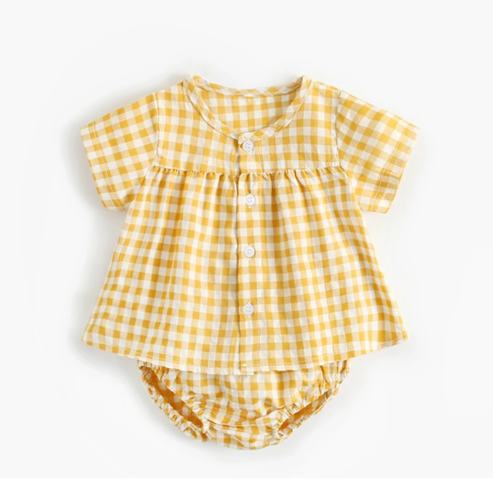 New Summer Yellow Black Gingham Cotton Clothing for Newborn Baby Girl Toddlers Fashion Clothing Sets Infant outfit 3 Year Old
New Summer Yellow Black Gingham Cotton Clothing for Newborn Baby Girl Toddlers Fashion Clothing Sets Infant outfit 3 Year Old