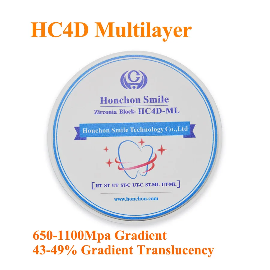Циркониевый диск 98*12/14/16 мм, 4DML, градиентная прозрачность от 43% до 49%, 1 шт.
Циркониевый диск 98*12/14/16 мм, 4DML, градиентная прозрачность от 43% до 49%, 1 шт.