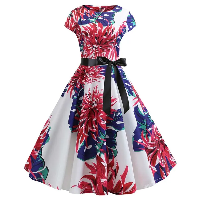 Women Fashion O-neck Vintage Summer Dress Black Floral Printed Swing Short Sleeve Elegant Party Rockabilly Dress A Line
Women Fashion O-neck Vintage Summer Dress Black Floral Printed Swing Short Sleeve Elegant Party Rockabilly Dress A Line