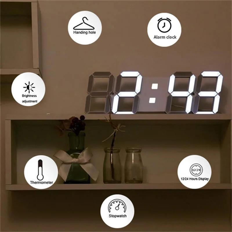 LED Digital Wall Clock with Brightness Alarm Clock Hanging Clock Table Clock Nightlight Watch for Home Wall Clock Home Decor
LED Digital Wall Clock with Brightness Alarm Clock Hanging Clock Table Clock Nightlight Watch for Home Wall Clock Home Decor